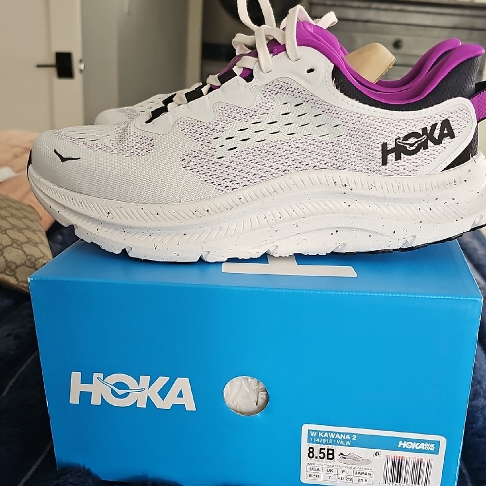 Hoka Women's White and Purple Athletic Shoes